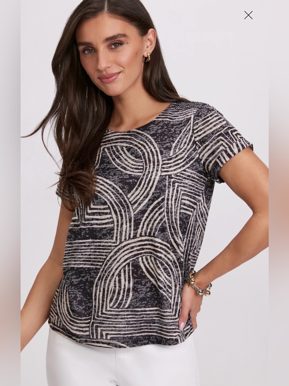 Laura petite Geometric Print Short Sleeve Tee